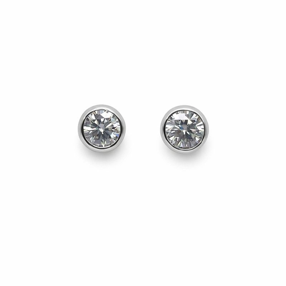 1.0 CT * 2 Moissanite Diamond Round Bezel Set S925 Sterling Silver Stud Earrings